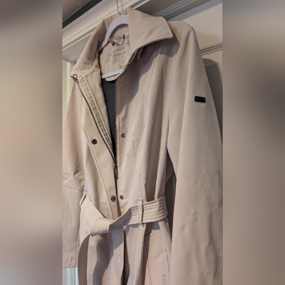 Andrew Marc New York Women's Soft Shell Hooded Trench Coat Size Large Thistle - Picture 6 of 16
